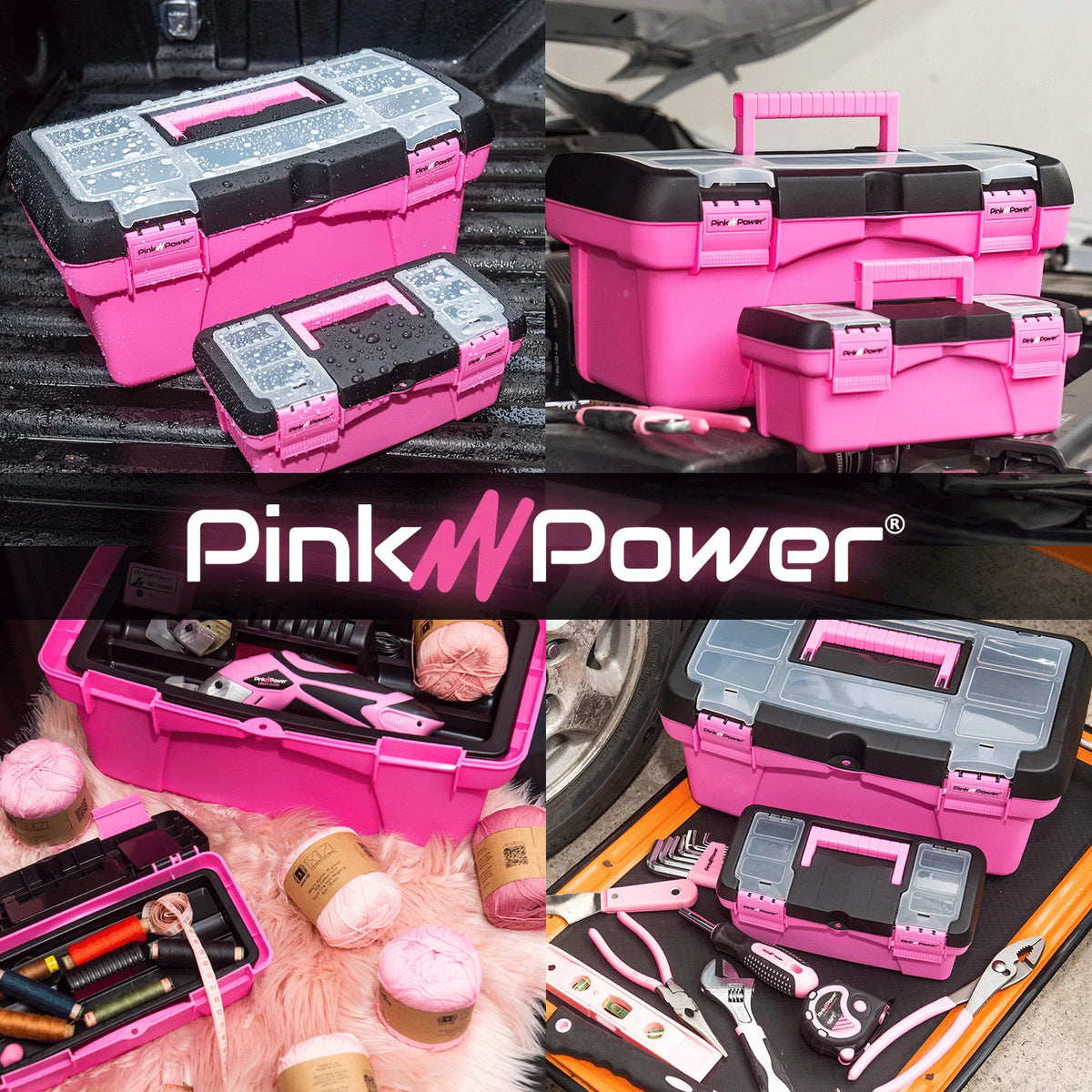 Pink Plastic Tool Box with Handle 2 Pack Z287