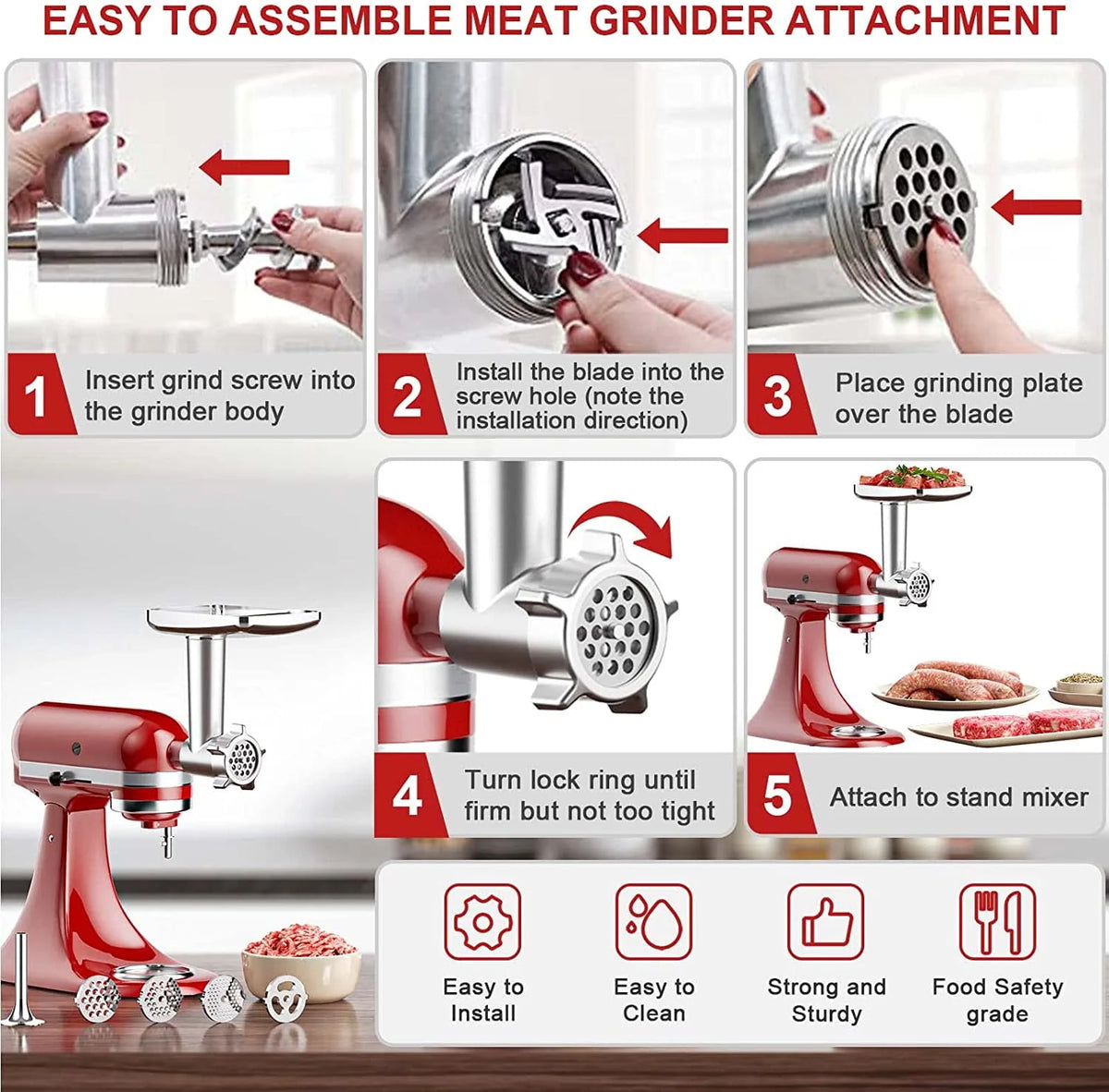 Food Grinder Attachment & Slicer Shredder Attachment Set E583287