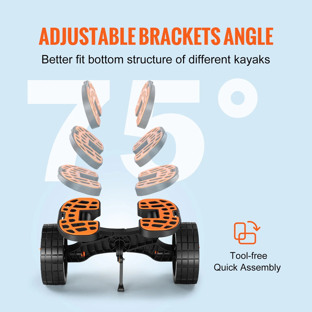 Kayak and Canoe Trolley Cart with 10'' Solid Tires A340422