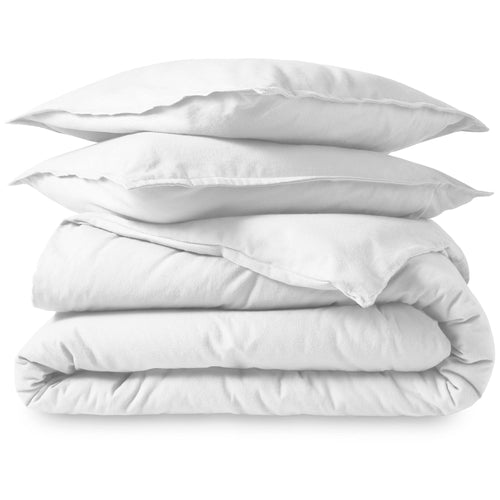 100% Cotton Flannel Duvet Cover & Sham Set White King F6663
