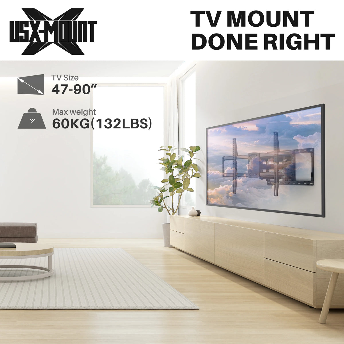 Full Motion TV Wall Mount for 47-90 inch TVs B8885