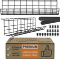 Black Under Desk Cable Management Tray Set of 4 D318016