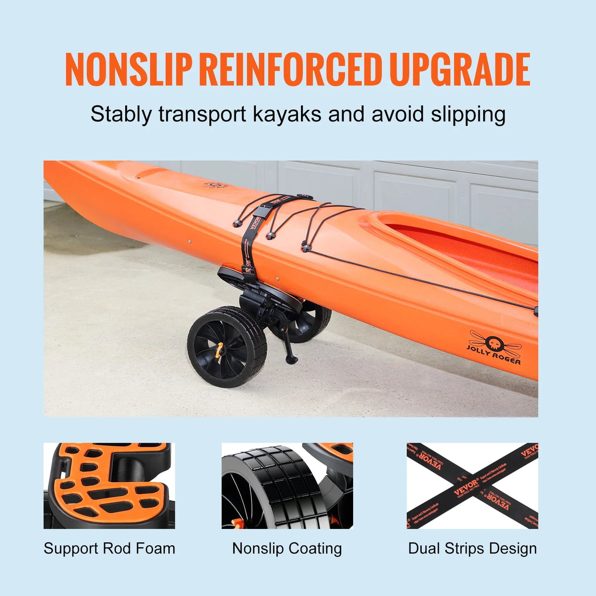 Kayak and Canoe Trolley Cart with 10'' Solid Tires A340422