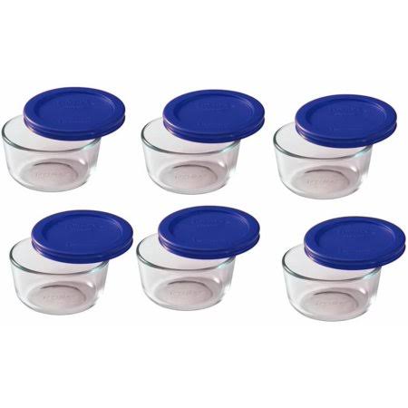 1 Cup Round Clear Storage Containers with Blue Lid, 12 Pc G816