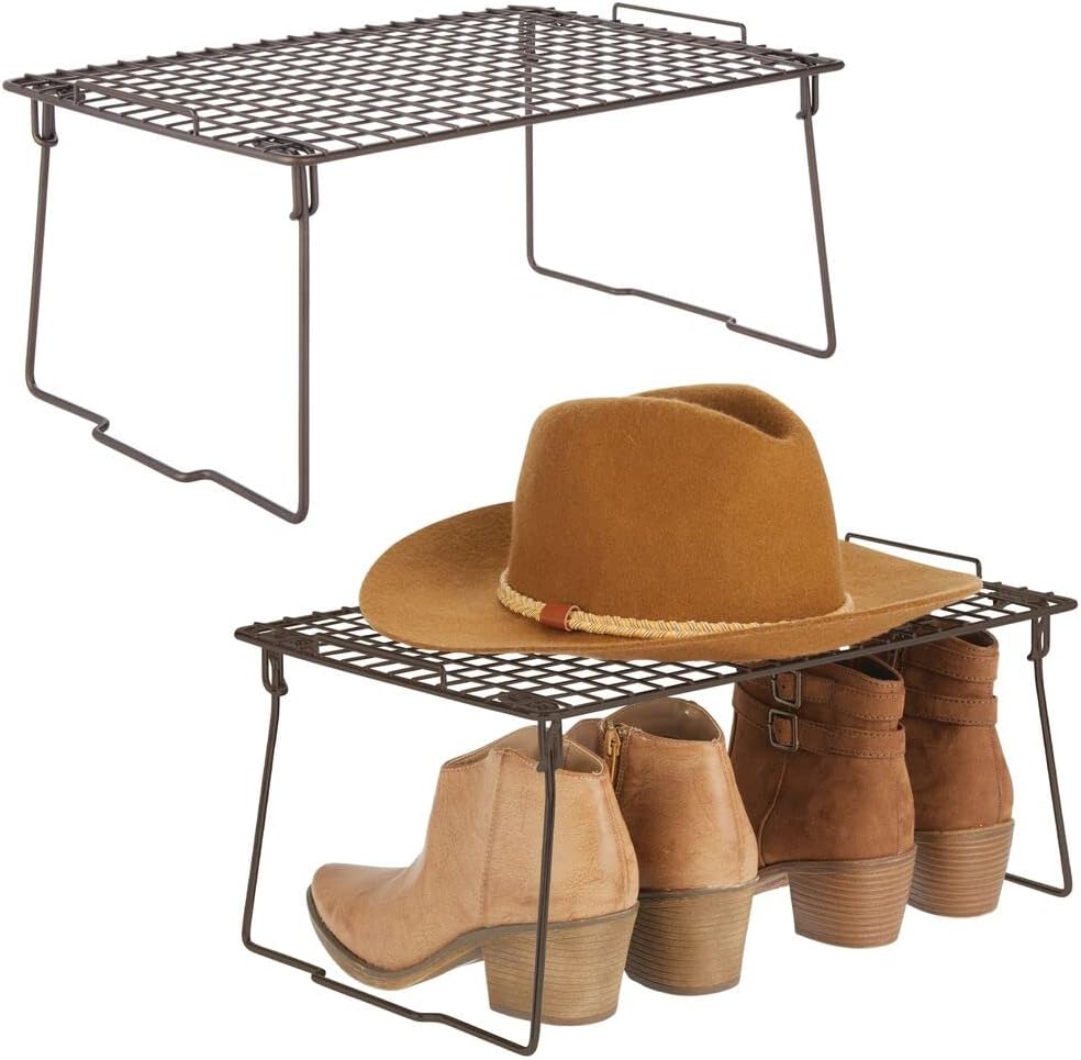 Metal Stackable 2-Tier Storage Shelf, 2 Pack S2520
