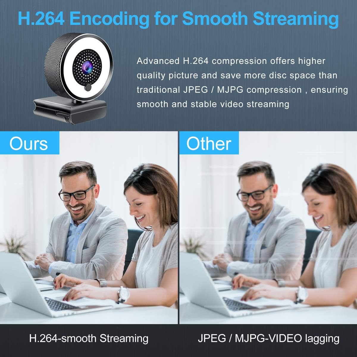 2K FHD Webcam with Ring Light and Microphone N657279