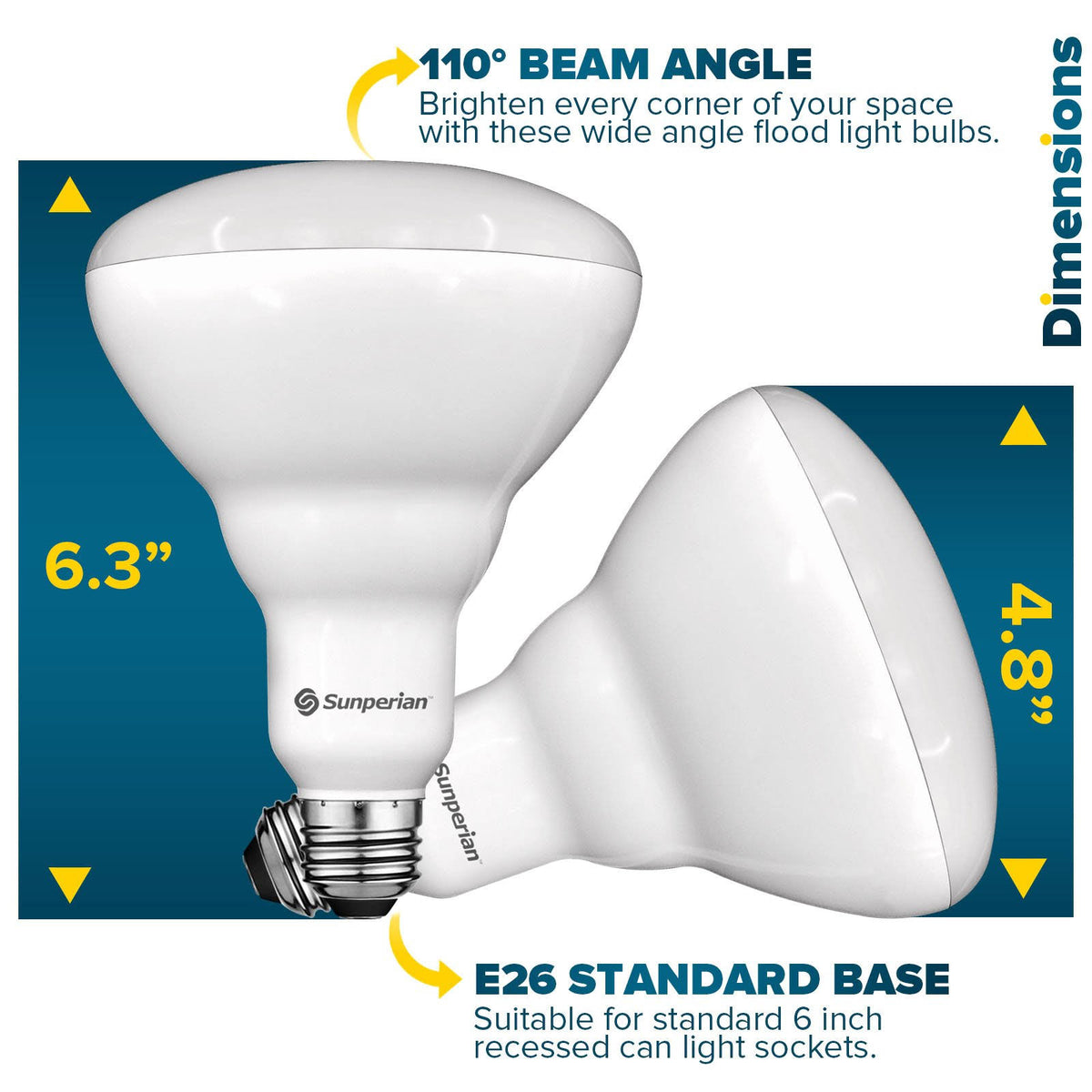 12 Pack Dimmable BR40 LED Flood Light Bulbs E26 Base D70296