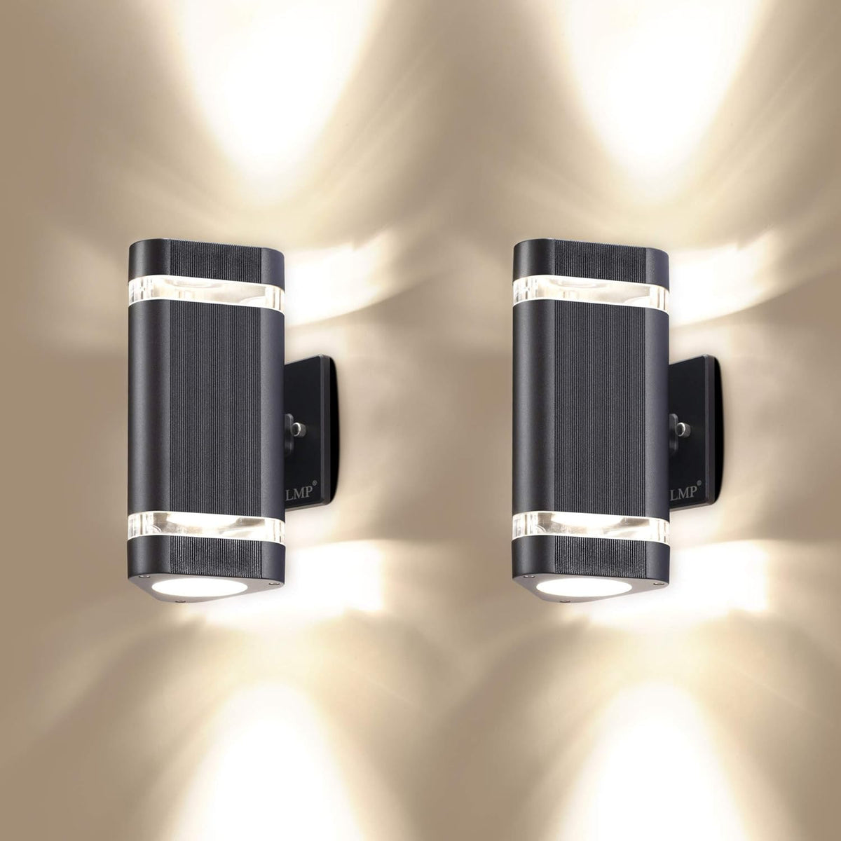 2 Pack LED Up and Down Outdoor Wall Lights Aluminum Waterproof 3000k 5W H15179