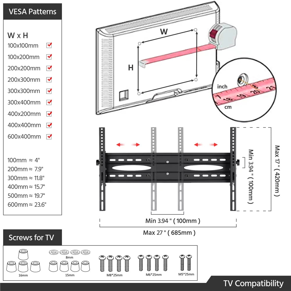Adjustable Rolling TV Cart up to 75'' Black B6924