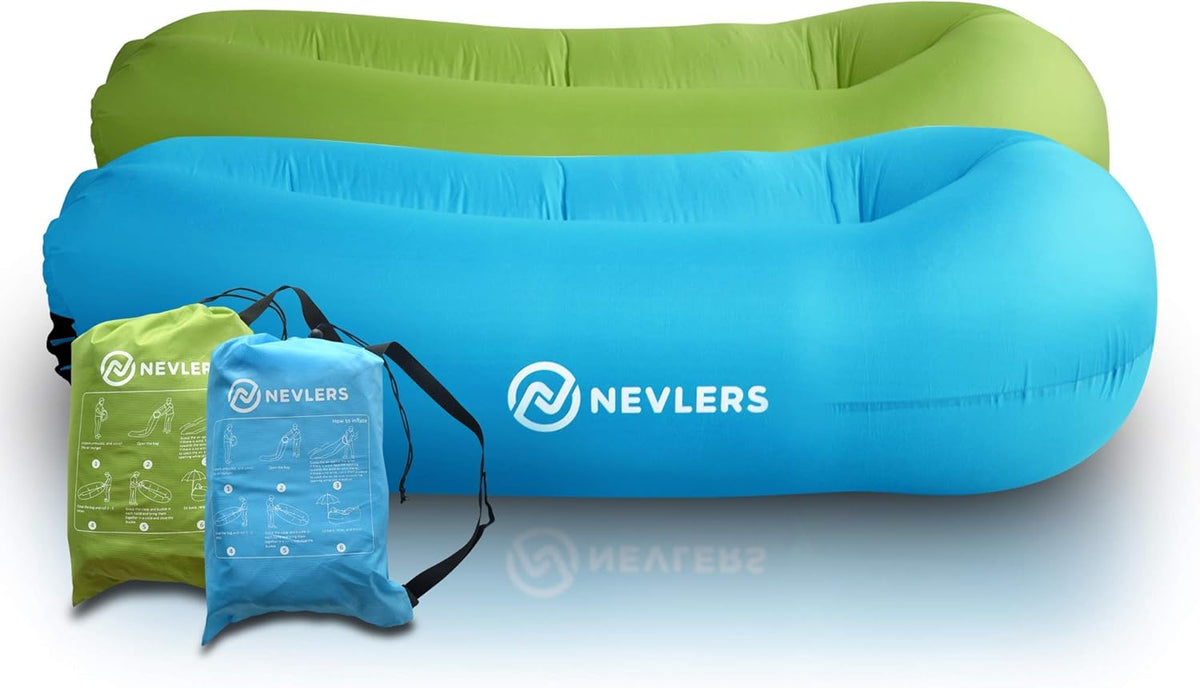 2 Pack Inflatable Loungers with Side Pockets and Travel Bags Z220