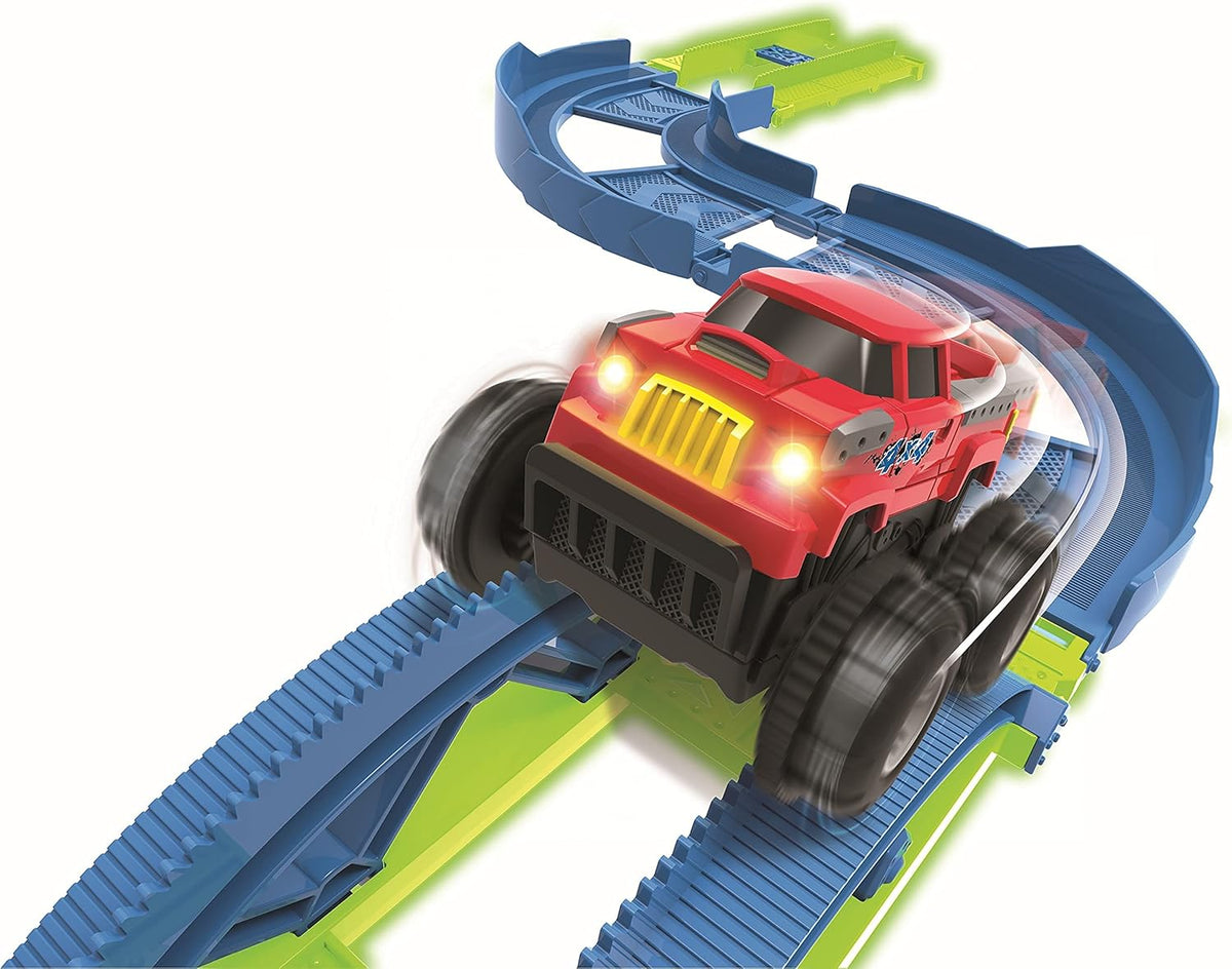 48 Pcs Glow in The Dark Race Car Track with 2 Cars A2119