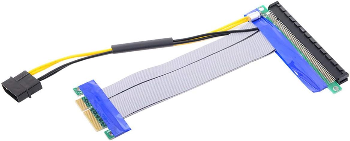 PCI-E Express 4X to 16x Riser Card Adapter with 4pin Power 15cm Pack of 2 P6939