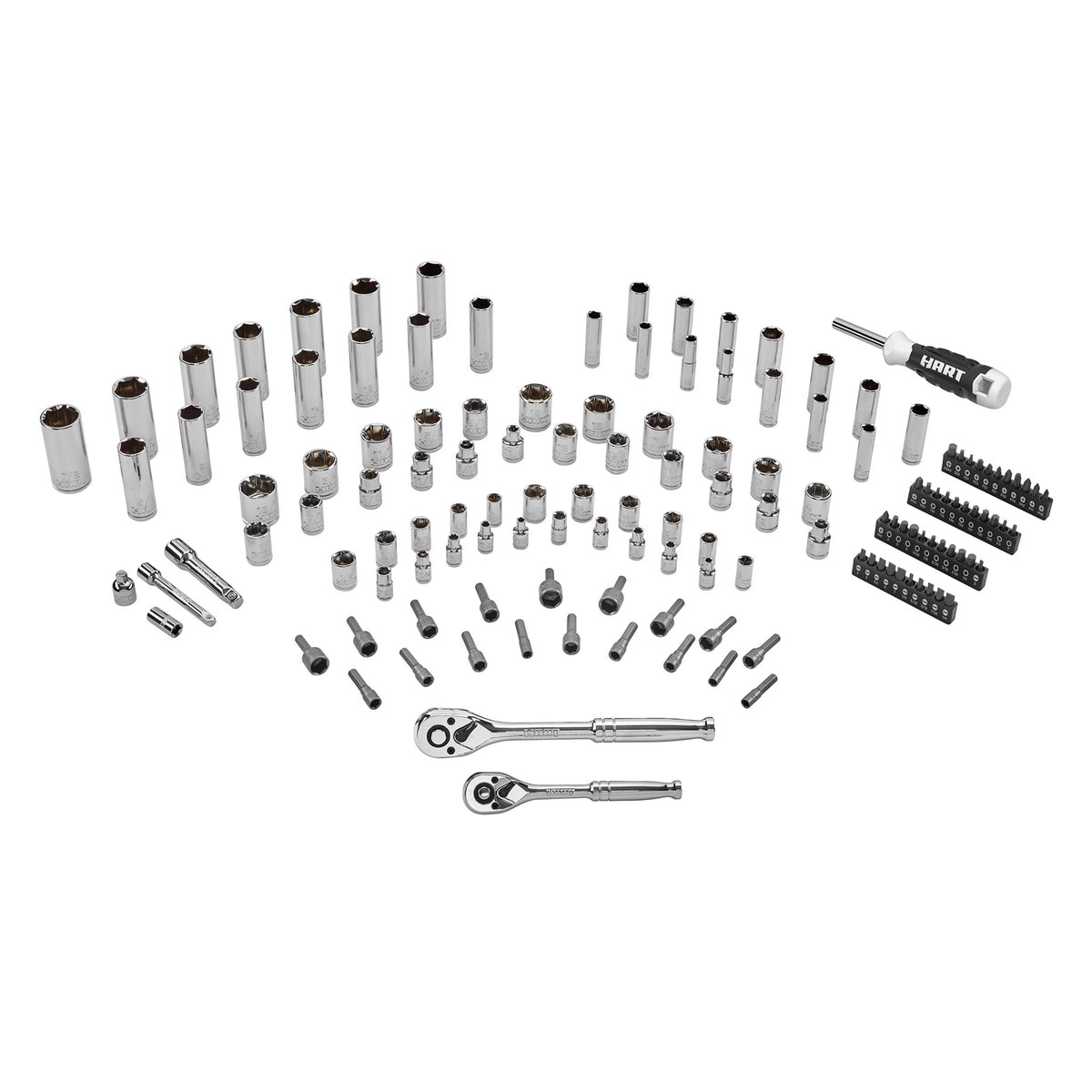 140-Piece 1/4 and 3/8-inch Drive Mechanics Tool Set Chrome Finish SAE & Metric V296648