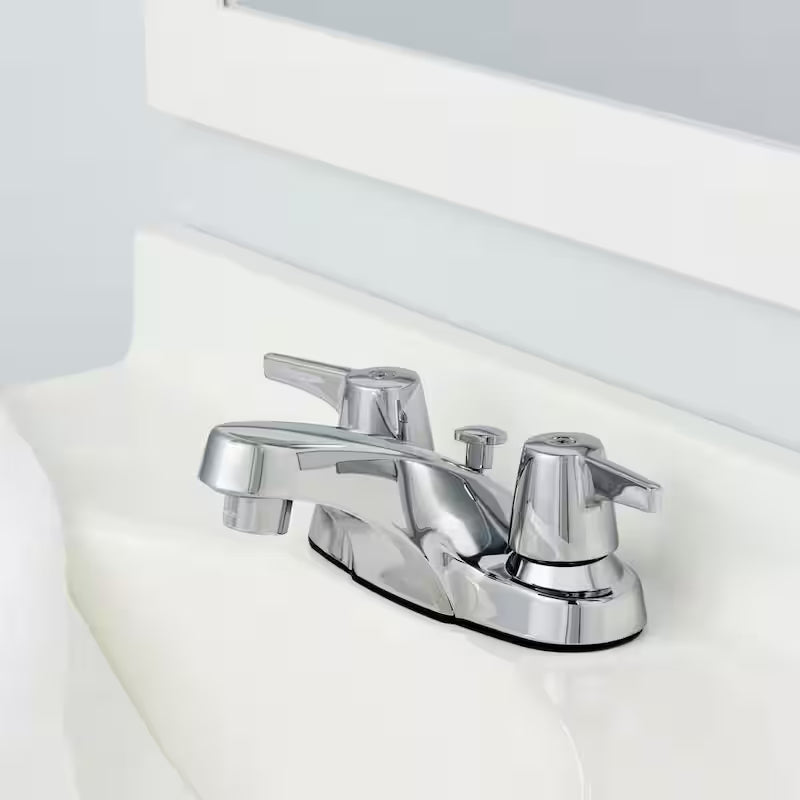 2-Handle Low-Arc Bathroom Faucet with Pop-Up Drain in Chrome T431841