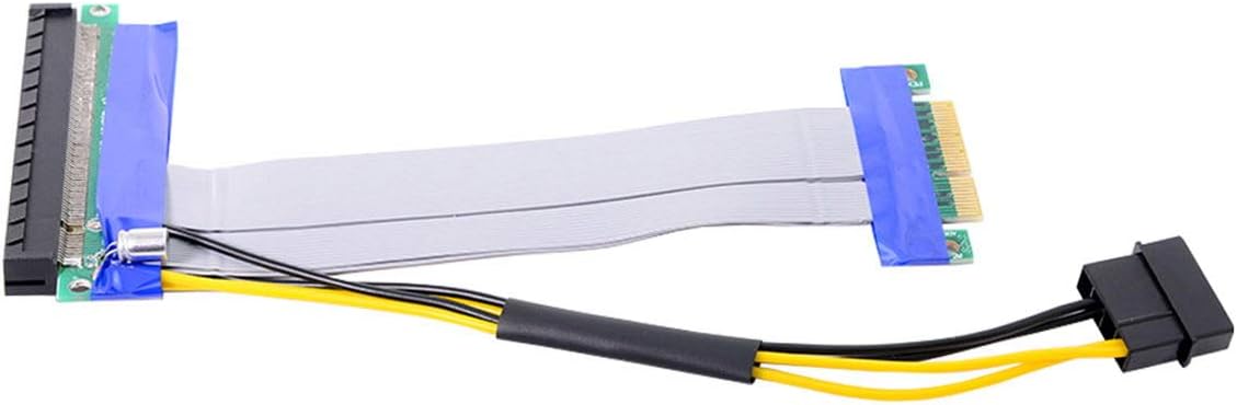 PCI-E Express 4X to 16x Riser Card Adapter with 4pin Power 15cm Pack of 2 P6939