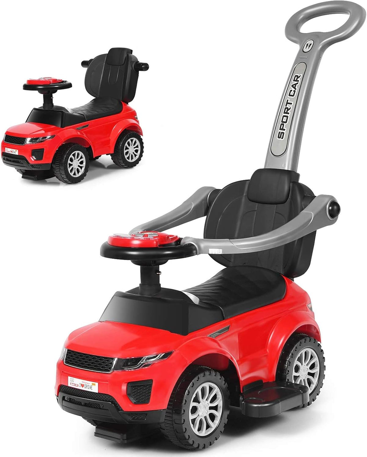 3 in 1 Ride on Push Car with Horn Music Light Pink G7273