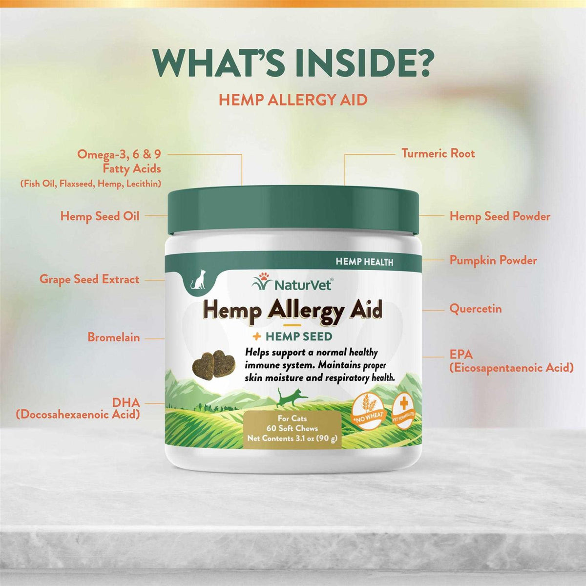 Hemp Allergy Aid Soft Chews Cat Supplement M755