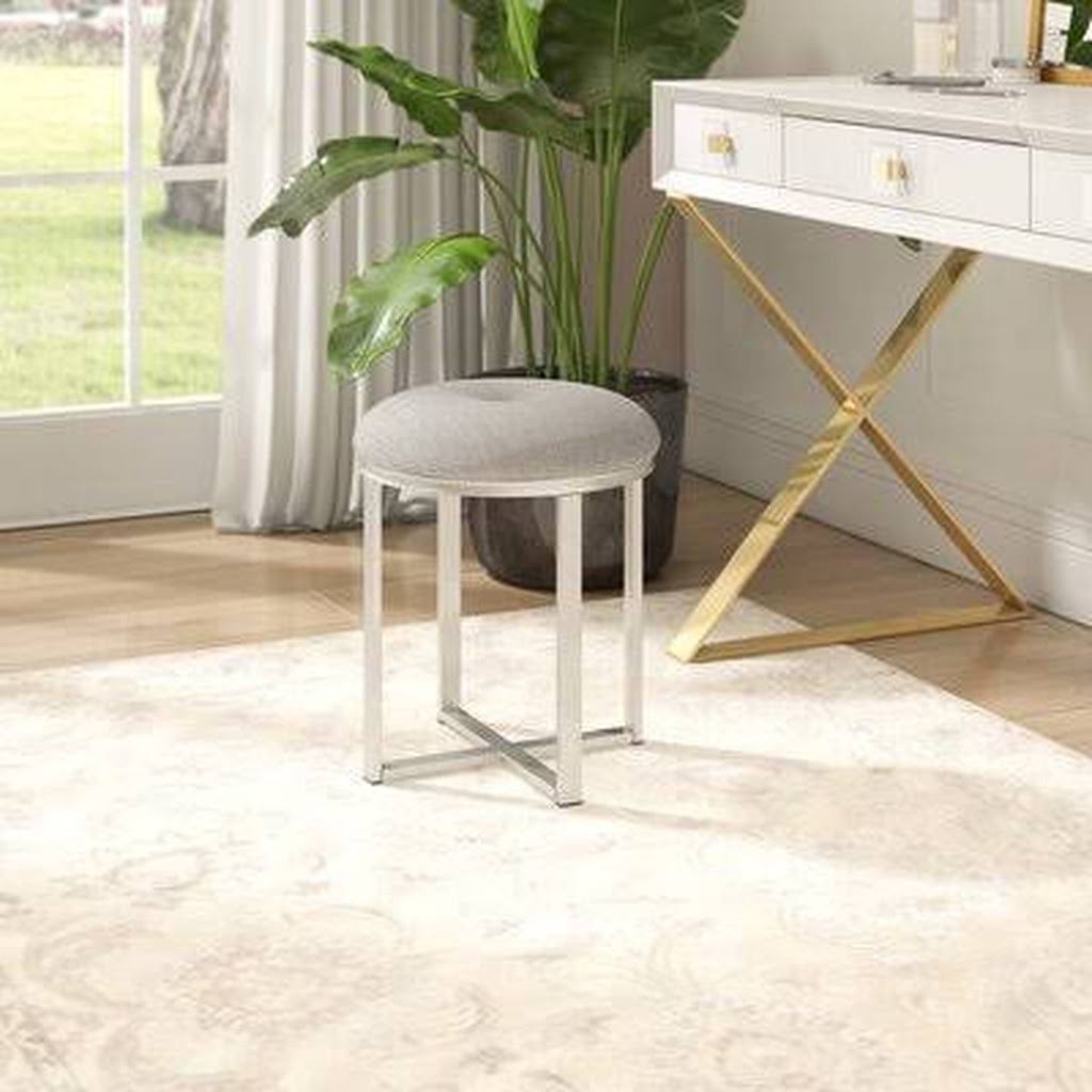 Silver Metal Vanity Stool D87320