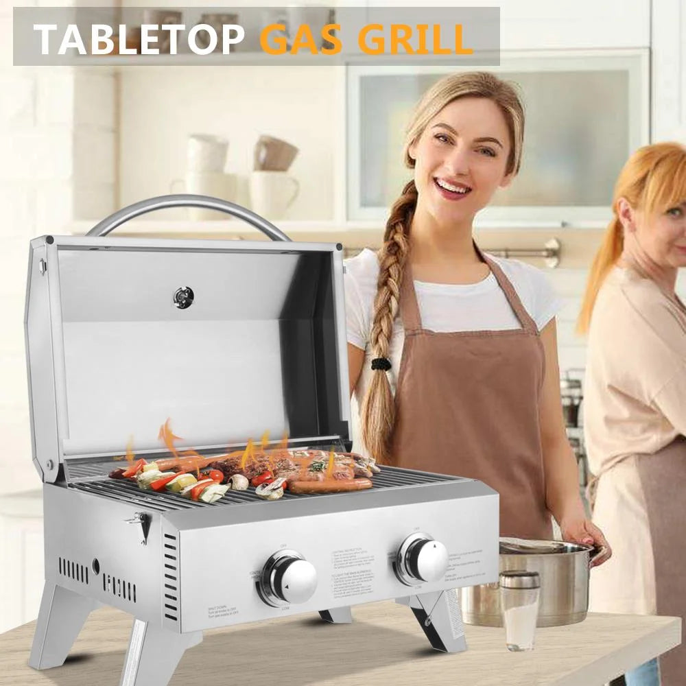 Portable 2 Burner Stainless Steel Propane Grill Z69271