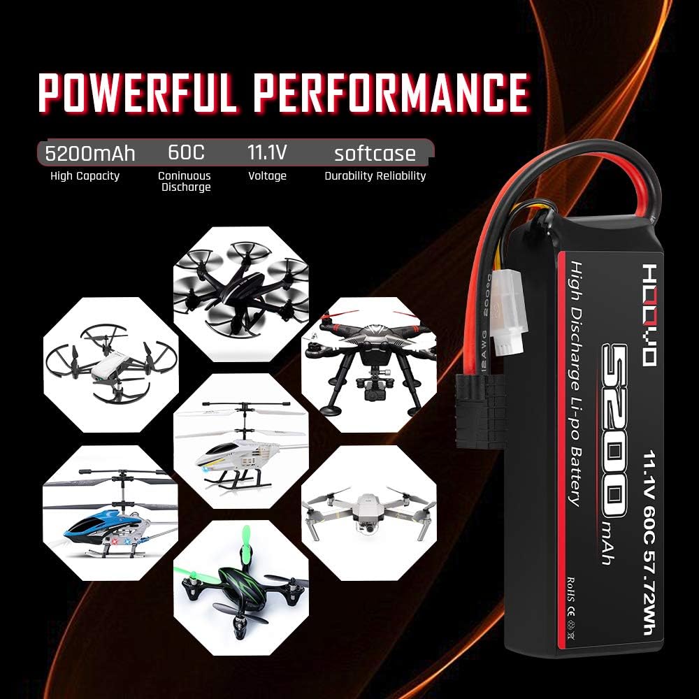 11.1V 3S LiPo Battery 5200mAh 60C 2 Packs I5732
