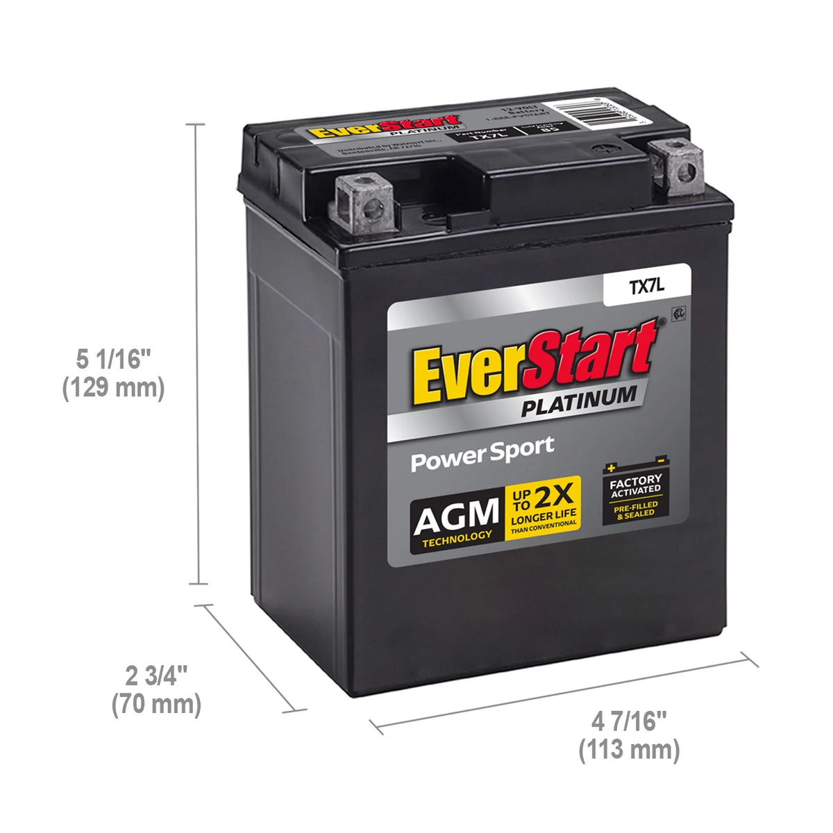 AGM Power Sport Battery Group Size TX7L 12 Volt 85 CCA Y181621
