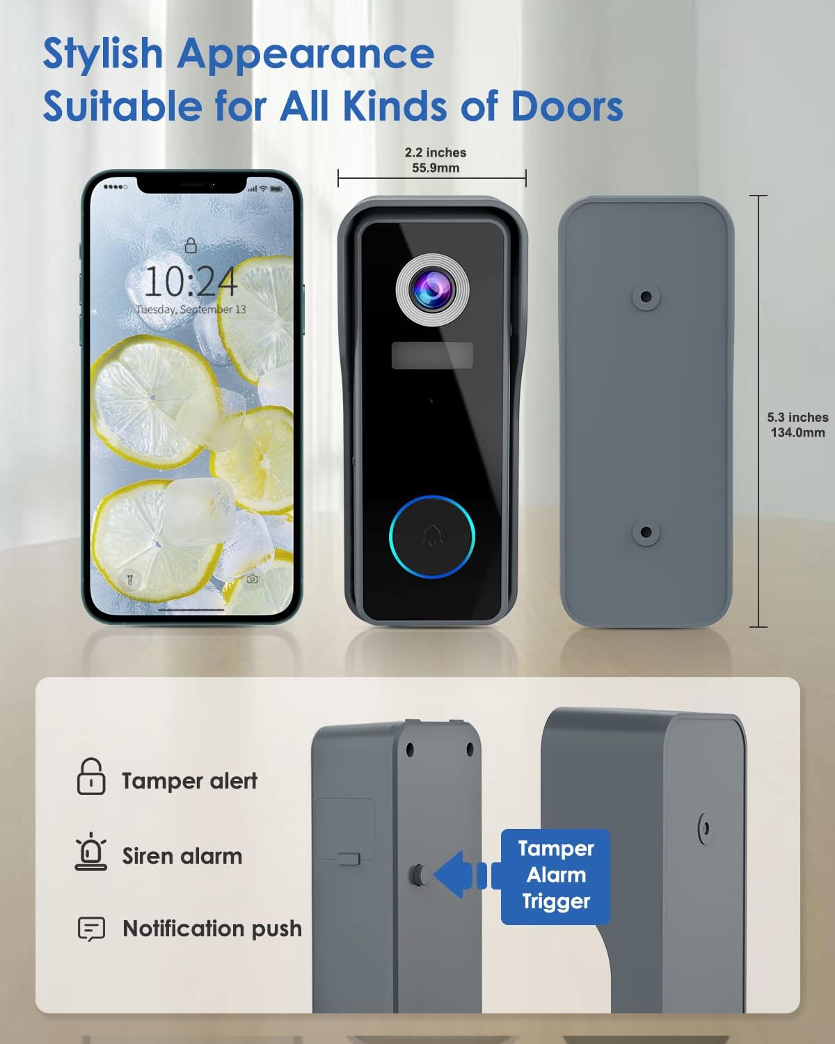 1080P HD Wireless Video Doorbell Camera with Chime V350946