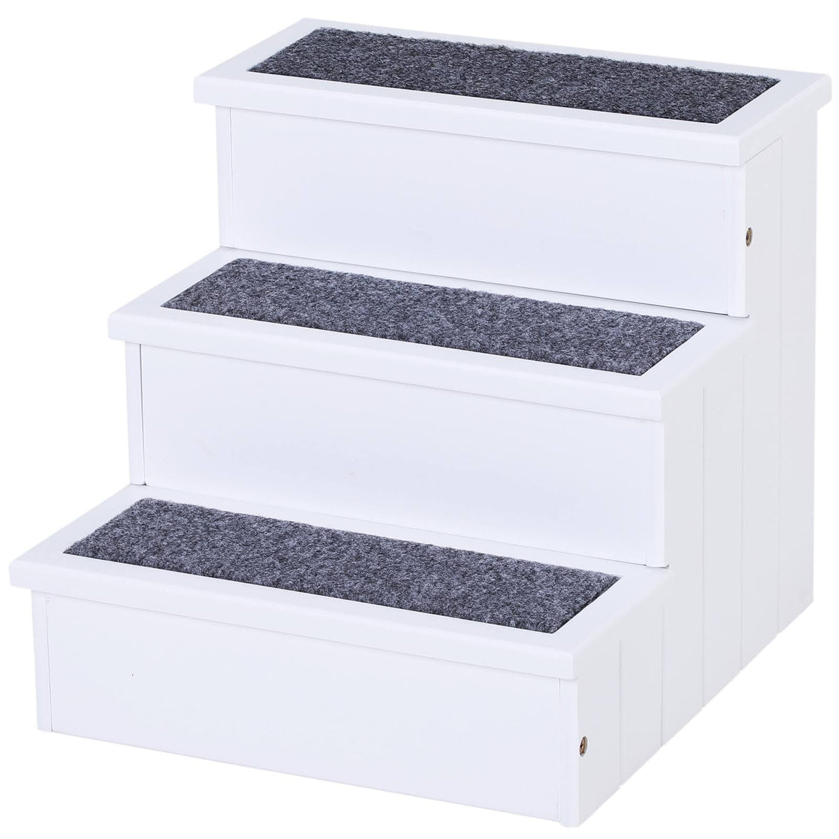 White 3 Step Wooden Non Slip Pet Stairs L279