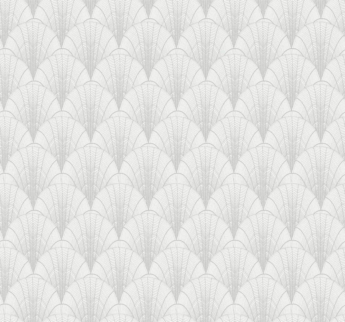 White Silver Scalloped Pearls Wallpaper D7481