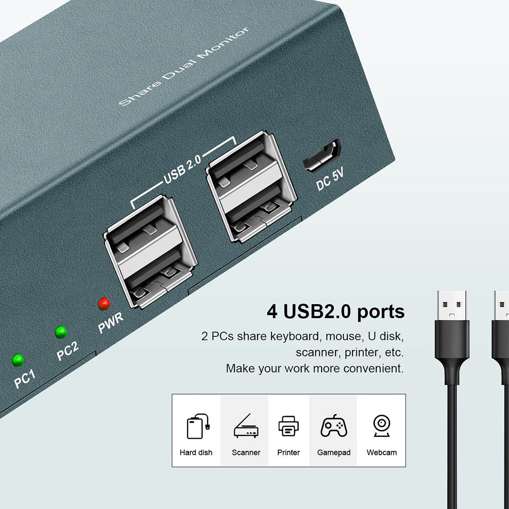 Dual Monitor DisplayPort 4K 60Hz KVM Switch with 4 USB 2.0 Port V551031