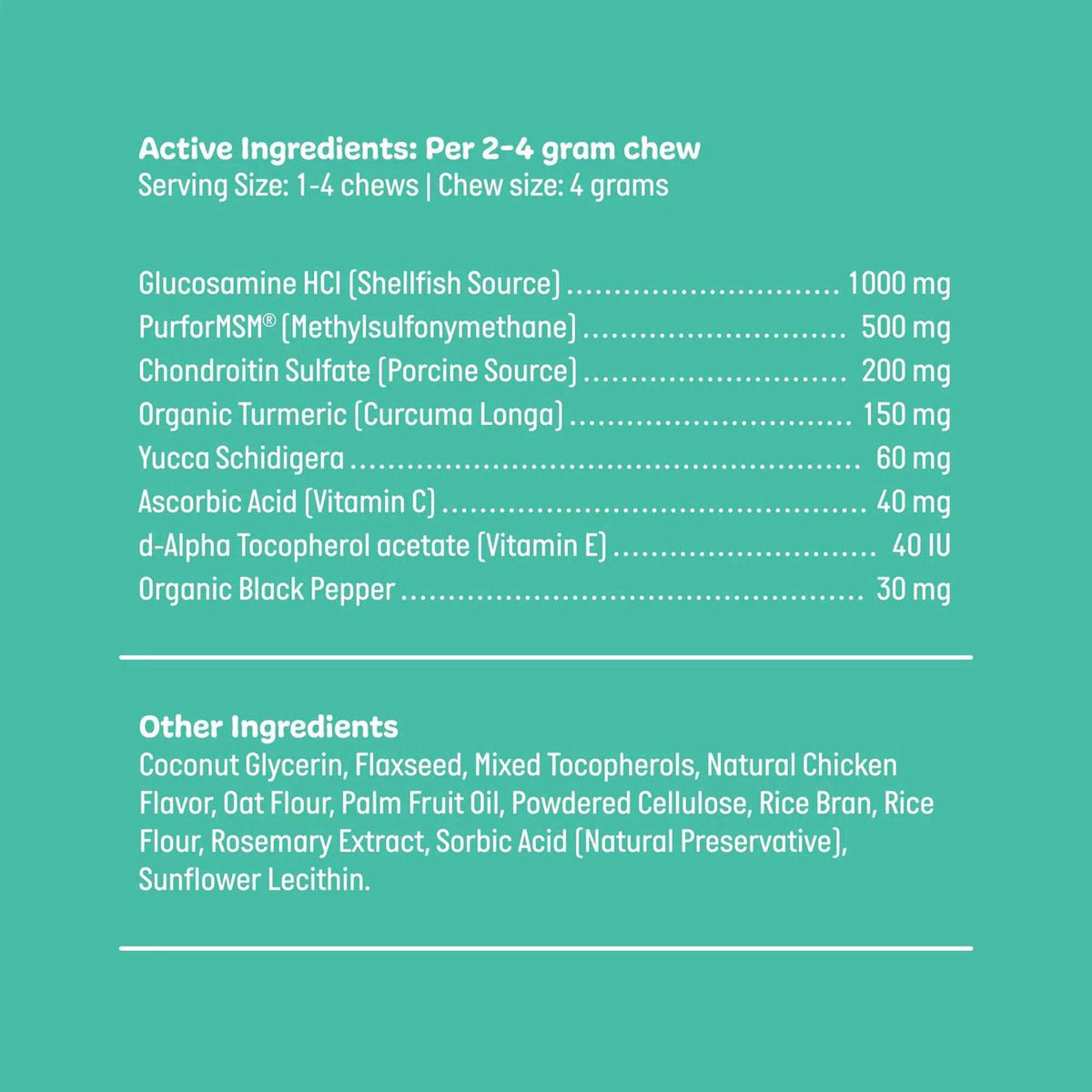 Glucosamine for Dogs Hip and Joint Supplement with Chondroitin, Turmeric, and Msm U5969