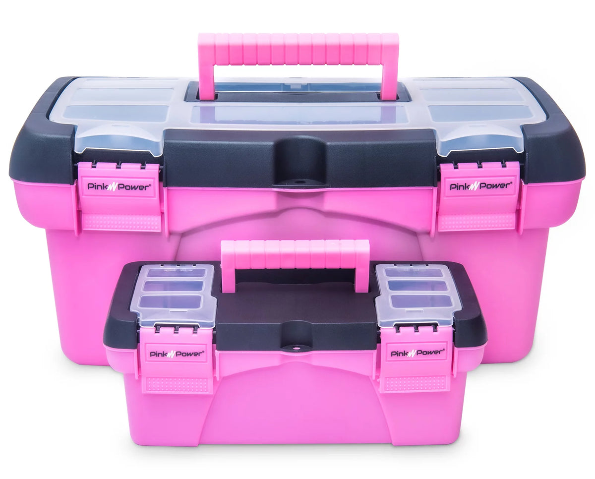 Pink Plastic Tool Box with Handle 2 Pack Z287