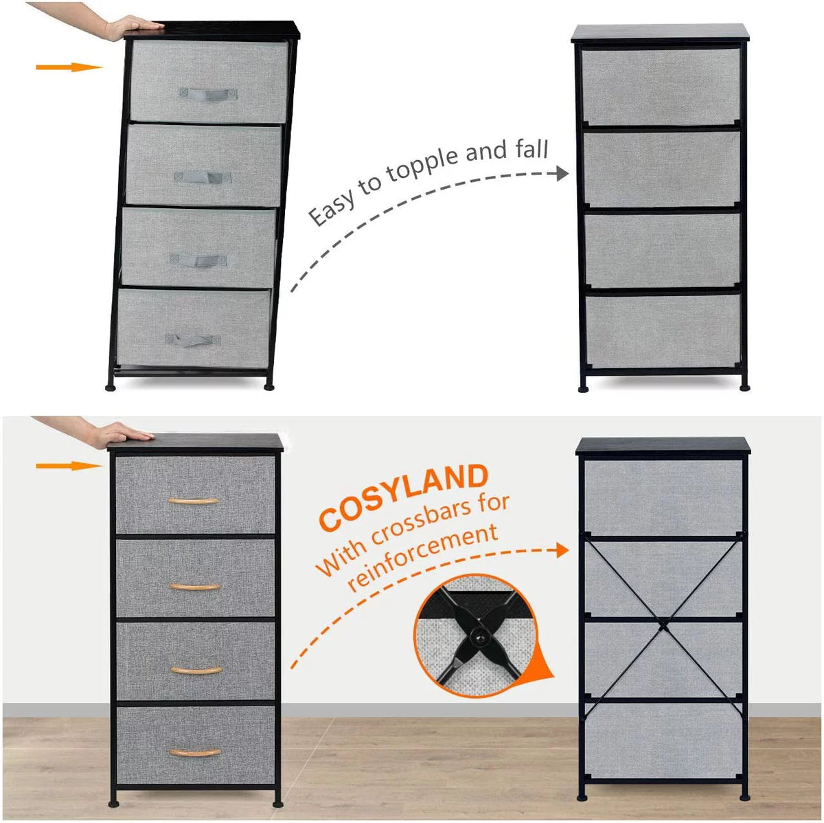 4 Drawer Fabric Dresser Storage Tower G475