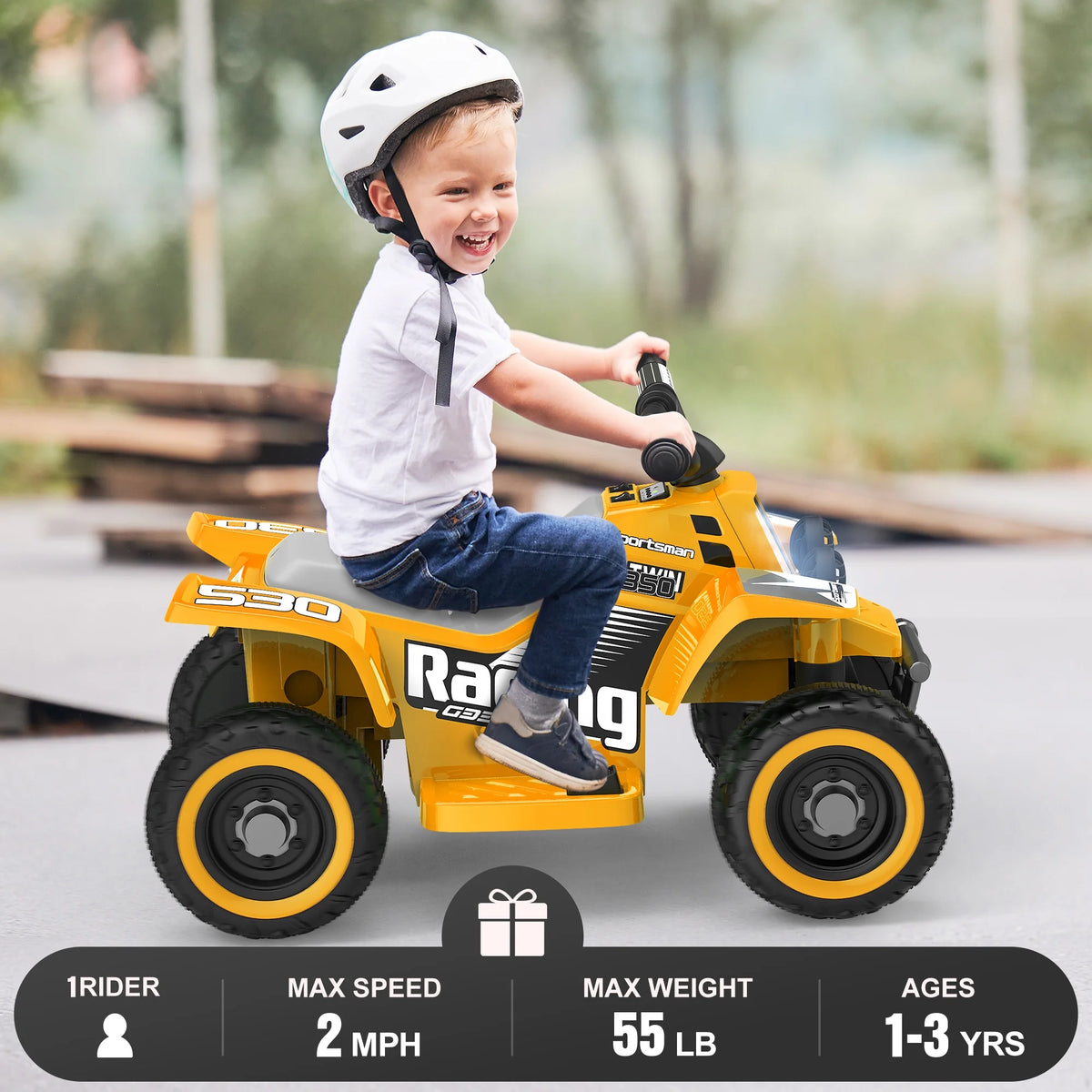 6V 7Ah Powered Ride on Toy Kids ATV Electric 4-Wheeler Quad Car Blue White U80611