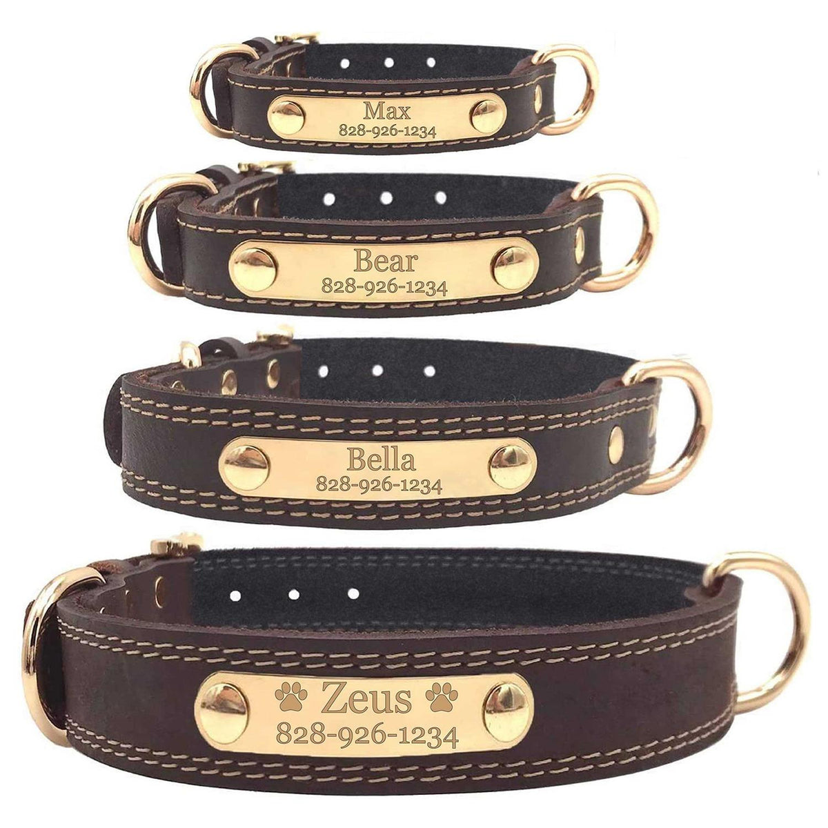 Personalized Engraved Soft Leather Dog Collar N21484