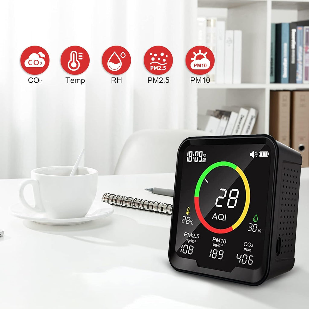 6-in-1 Indoor Air Quality Monitor CO2 Detector P27234