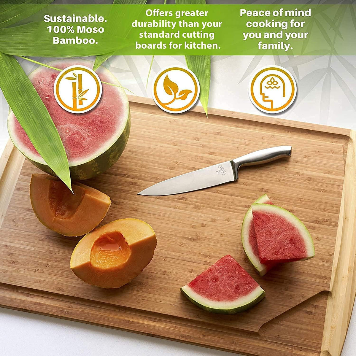 30 x 20 Inch Extra Large Bamboo Cutting Board with Handles G5165