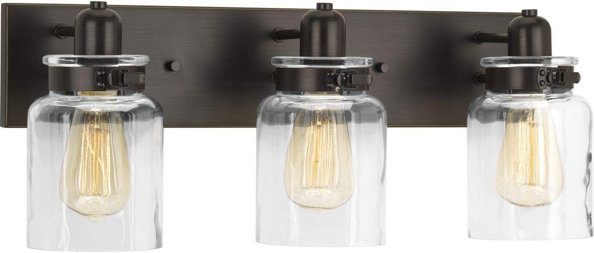 3-Light Clear Glass Farmhouse Bath Vanity Light R3961