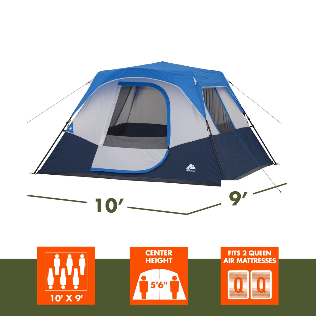 10' x 9' 6-Person Instant Cabin Tent with LED Lighted Hub B20067
