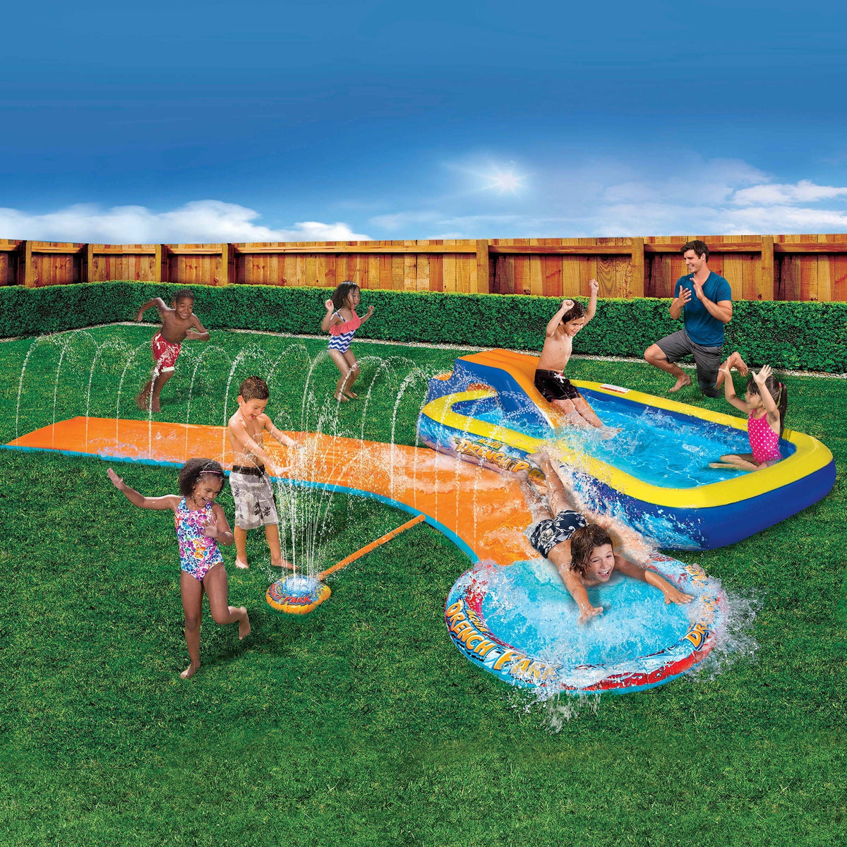 3-In-1 Splash Park with Pool, Sprinkler & Waterslide W96657
