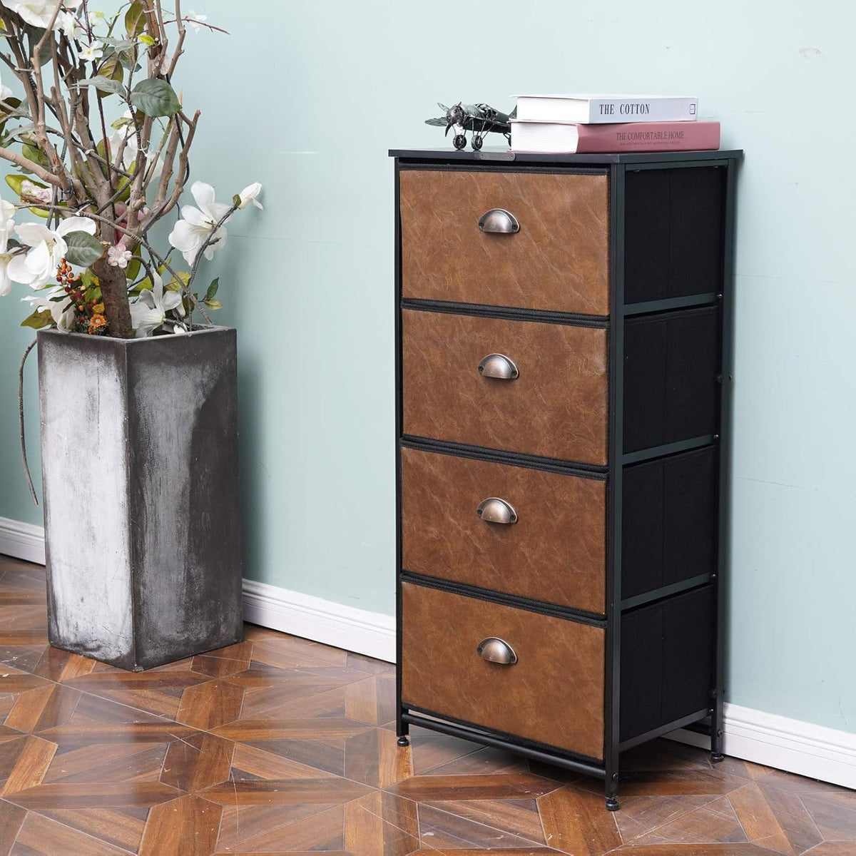 4 Drawer Fabric Dresser Storage Tower S195