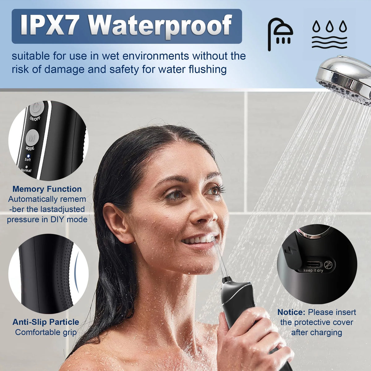 Cordless Water Flosser 4 Modes 300ml IPX7 Q25463