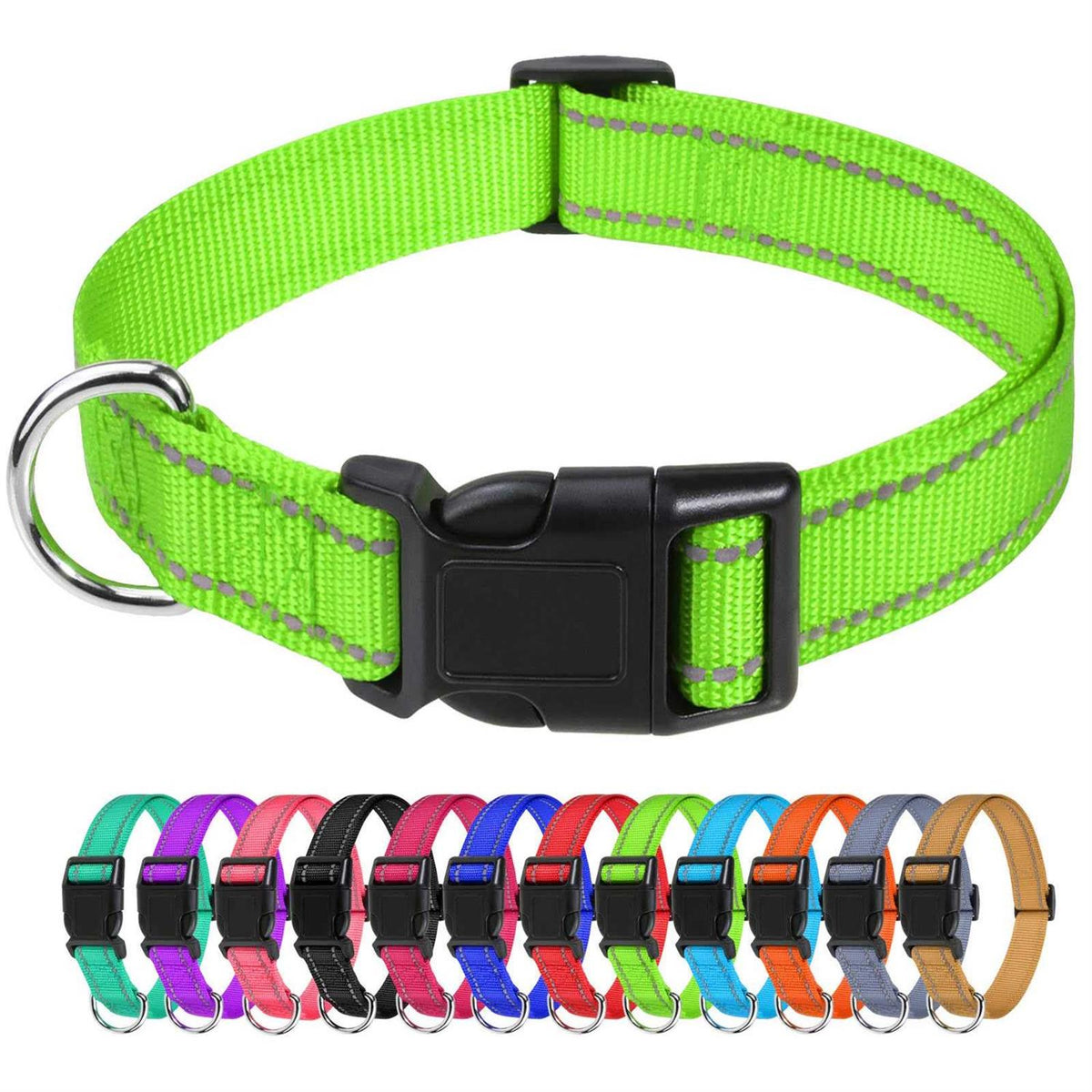 Reflective Nylon Adjustable Dog Collar with Quick Release Buckle H38400