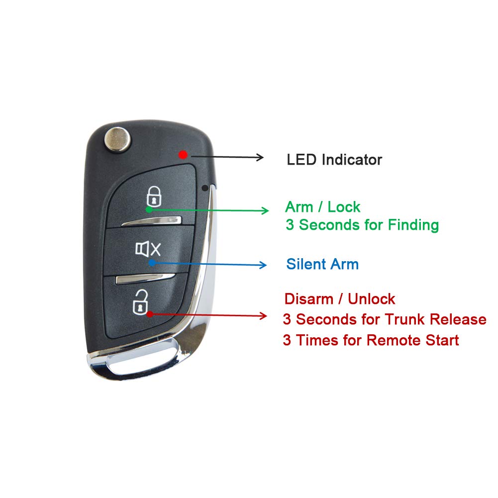 Car Keyless Entry Security Alarm System Remote Engine Starter Push to Start Stop Ignition Button Pack of 2 H5266