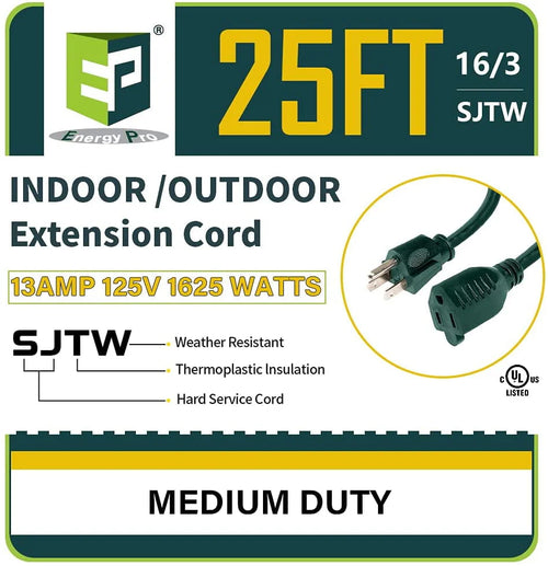 15 Ft Green 16/3 SJTW Extension Cord W313406