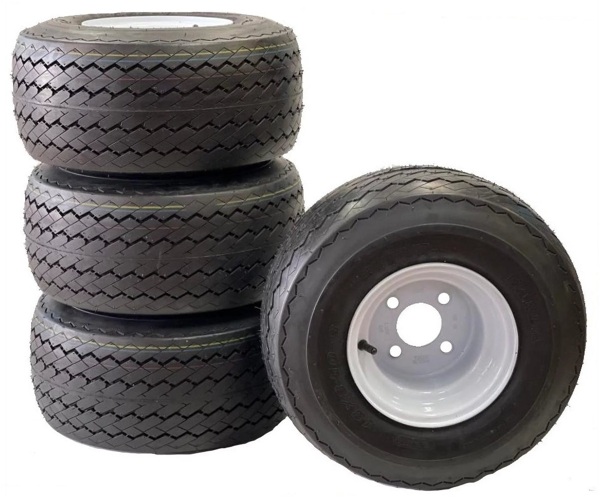 4-Pk White Golf Cart Tire Rim 18X8.50-8 4 Lug J218