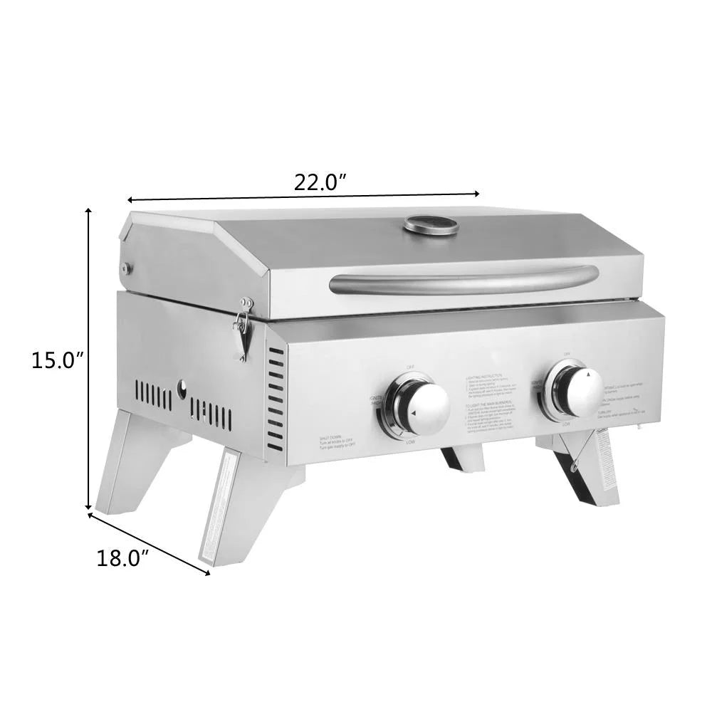Portable 2 Burner Stainless Steel Propane Grill Z69271