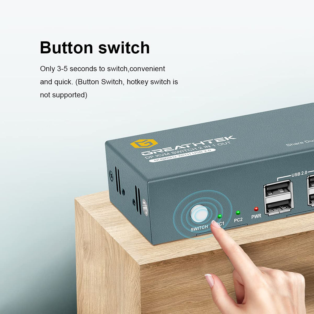 Dual Monitor DisplayPort 4K 60Hz KVM Switch with 4 USB 2.0 Port V551031