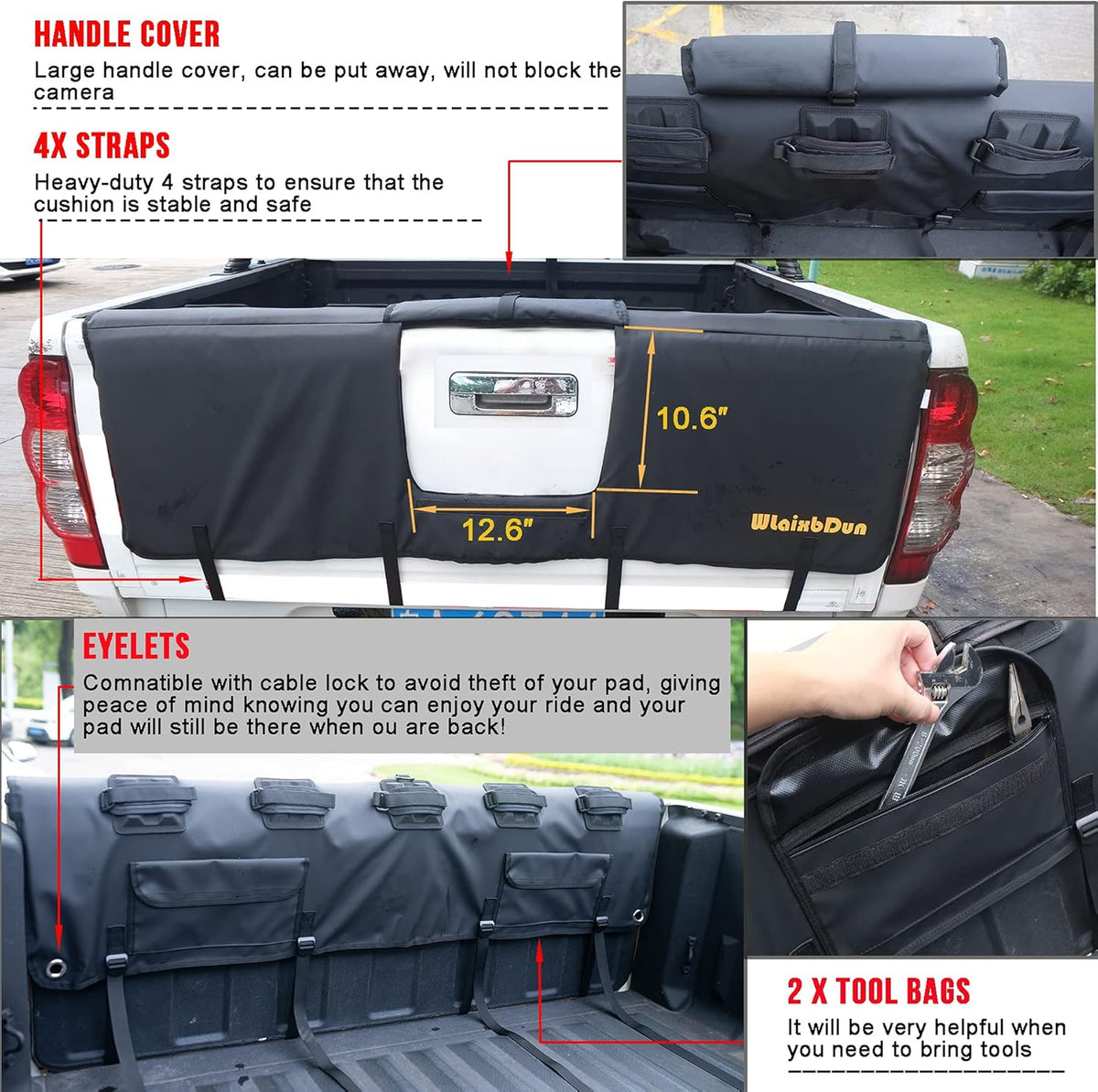 Truck Tailgate Bike Pad with Tool Pockets J383