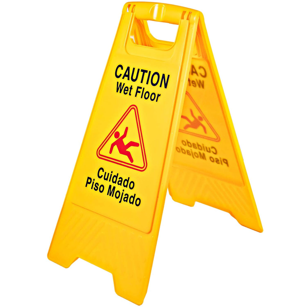 12 Pack 25-Inch Yellow Double Sided Fold-Out Wet Floor Sign A771900