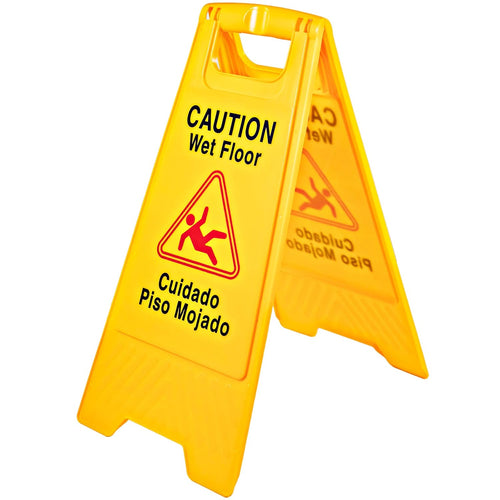 12 Pack 25-Inch Yellow Double Sided Fold-Out Wet Floor Sign A771900